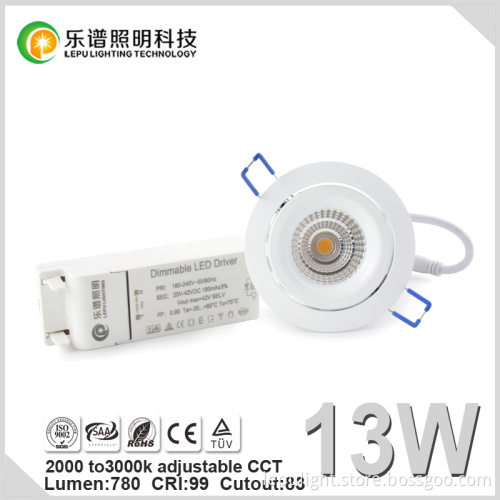 13w with lens 2000-3000k110/220v led downlight dimmable Sharp COB